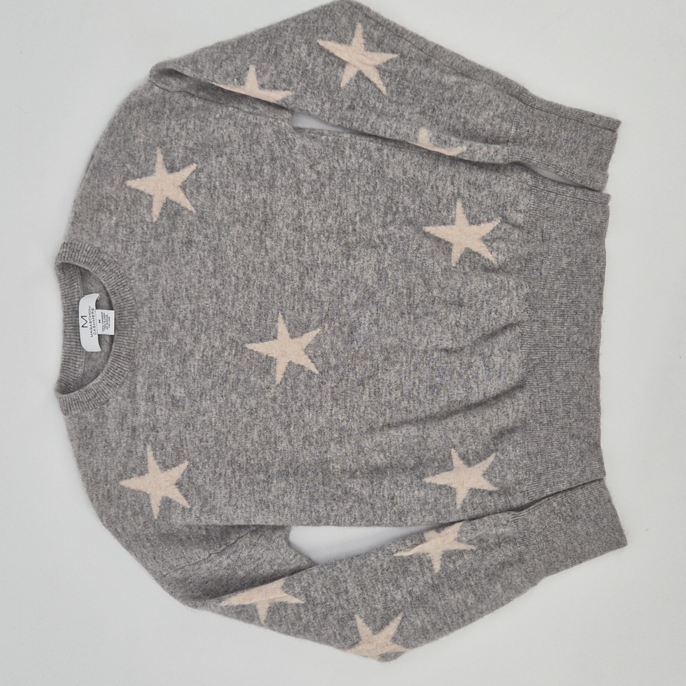 Magaschoni Gray Cashmere‎ Long Sleeve Star Sweater